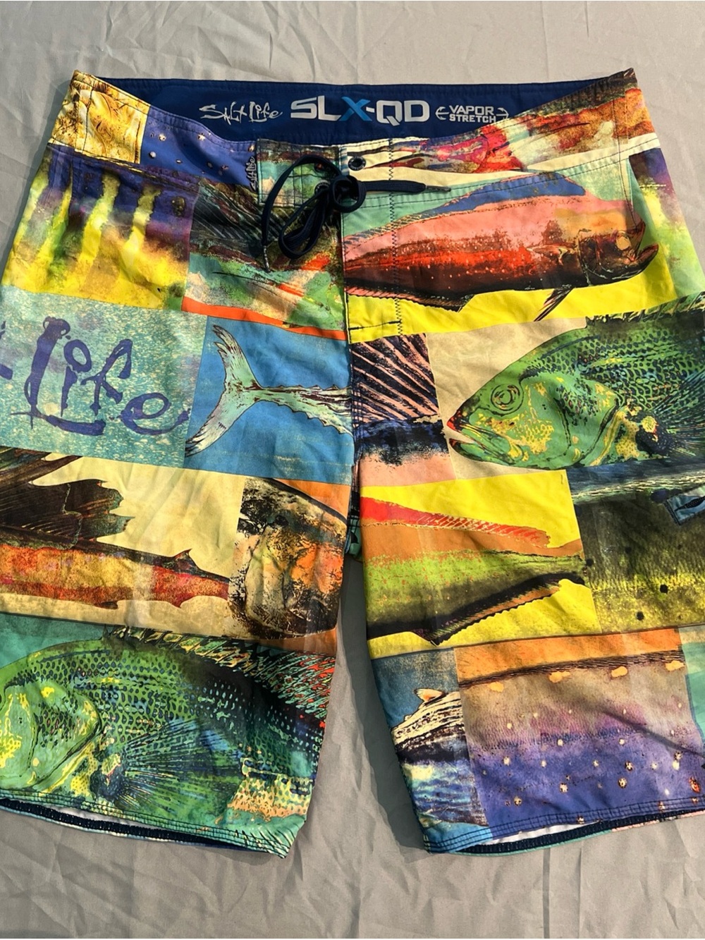 Salt Life SLX-QD Board Shorts Men's 34 Vapor Stretch Fish Print swim ocean